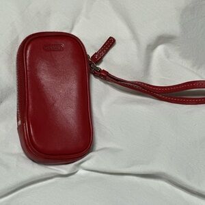 Coach Cherry Red Leather Wristlet